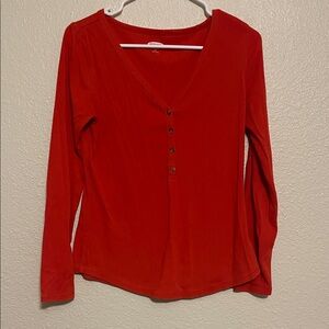 Long sleeve rib knit top Old Navy, Red Medium